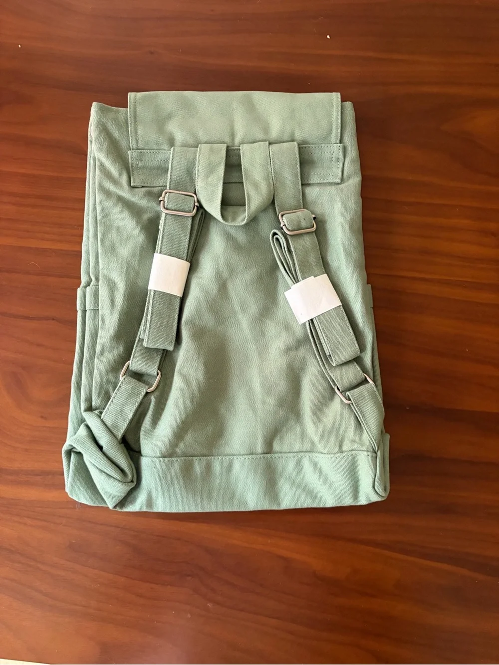 Minimal Olive Green Canvas Drawstring Backpack